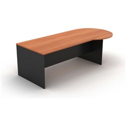 OM P SHAPE DESK W2100 x D900/1050 x H720mm Cherry Charcoal