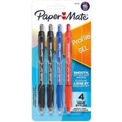 PAPERMATE GEL PEN PROFILE Retractable 0.7mm Business Assorted Pack of 4