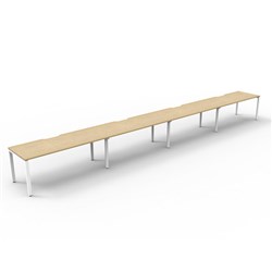 Deluxe Profile Workstation 4 Person No Screen 1800Wx750D Oak Top White Single Frame