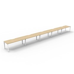 Deluxe Profile Workstation 5 Person No Screen 1500Wx750D Oak Top White Single Frame