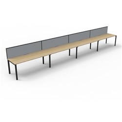 Deluxe Profile Workstation 4 Person With Screen 1500Wx750D Oak Top Black Single Frame