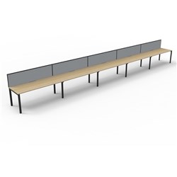 Deluxe Profile Workstation 5 Person With Screen 1500Wx750D Oak Top Black Single Frame