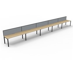Deluxe Profile Workstation 5 Person With Screen 1800Wx750D Oak Top Black Single Frame