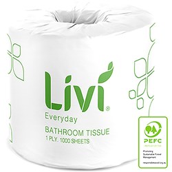 Livi Basics Toilet Paper Rolls 1 ply 100 Sheets Box of 48