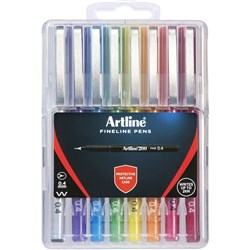 Artline 200 Fineliner Pen 0.4mm Hard Case bright Assorted Pack Of 8