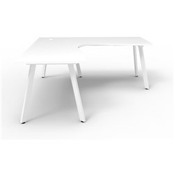Eternity Corner Desk 1500Wx1500Wx750D 1 Person White Top White Frame