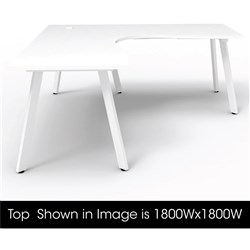 Eternity Corner Desk 1800Wx1500Wx750D 1 Person White Top White Frame