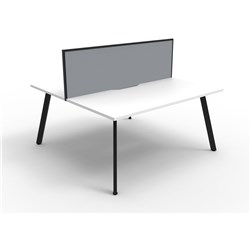 Eternity Workstation 2 Person With Screen 1800Wx750D White Top Black Double Frame