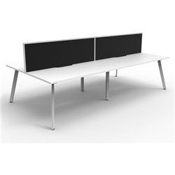 Eternity Workstation 4 Person With Screen 1500Wx750D White Top White Double Frame
