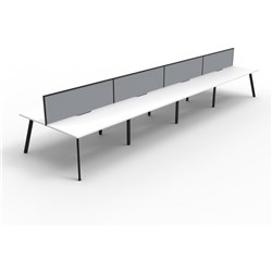 Eternity Workstation 8 Person With Screen 1500Wx750D White Top Black Double Frame