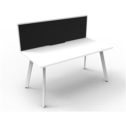 Eternity Straight Desk With Screen 1200Wx750D White Top White Single Frame