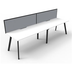 Eternity Workstation 2 Person With Screen 1500Wx750D White Top Black Single Frame
