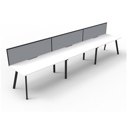 Eternity Workstation 3 Person With Screen 1500Wx750D White Top Black Single Frame