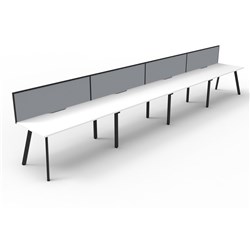 Eternity Workstation 4 Person With Screen 1500Wx750D White Top Black Single Frame