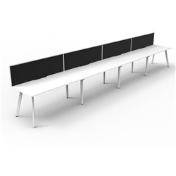 Eternity Workstation 4 Person With Screen 1500Wx750D White Top White Single Frame