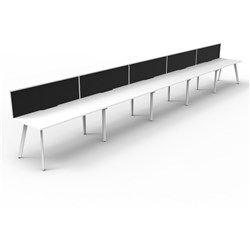 Eternity Workstation 5 Person With Screen 1800Wx750D White Top White Single Frame