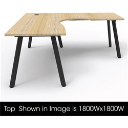 Eternity Corner Desk 1800Wx1500Wx750D 1 Person Oak Top Black Frame