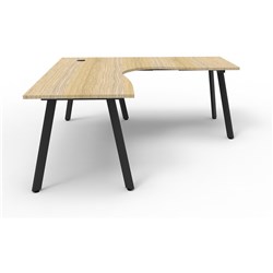 Eternity Corner Desk 1800Wx1800Wx750D 1 Person Oak Top Black Frame