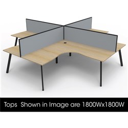 Eternity Corner Workstation 1500Wx1500Wx750D 4 Person Oak Top Black Quad Frame