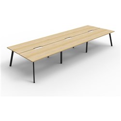 Eternity Workstation 6 Person No Screen 1500Wx750D Oak Top Black Double Frame