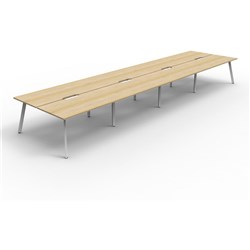 Eternity Workstation 8 Person No Screen 1500Wx750D Oak Top White Double Frame