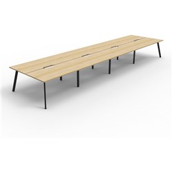 Eternity Workstation 8 Person No Screen 1800Wx750D Oak Top Black Double Frame