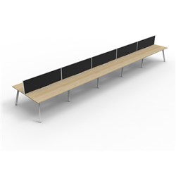 Eternity Workstation 10 Person With Screen 1800Wx750D Oak Top White Double Frame