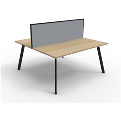 Eternity Workstation 2 Person With Screen 1500Wx750D Oak Top Black Double Frame