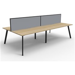 Eternity Workstation 4 Person With Screen 1800Wx750D Oak Top Black Double Frame