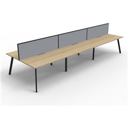 Eternity Workstation 6 Person With Screen 1500Wx750D Oak Top Black Double Frame