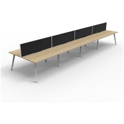 Eternity Workstation 8 Person With Screen 1800Wx750D Oak Top White Double Frame