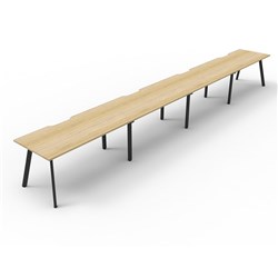 Eternity Workstation 4 Person No Screen 1500Wx750D Oak Top Black Single Frame