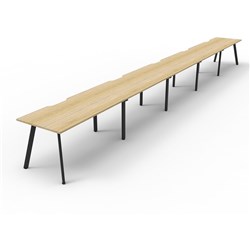 Eternity Workstation 5 Person No Screen 1200Wx750D Oak Top Black Single Frame