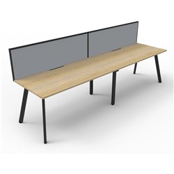 Eternity Workstation 2 Person With Screen 1500Wx750D Oak Top Black Single Frame