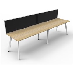Eternity Workstation 2 Person With Screen 1500Wx750D Oak Top White Single Frame