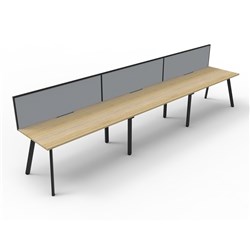 Eternity Workstation 3 Person With Screen 1200Wx750D Oak Top Black Single Frame