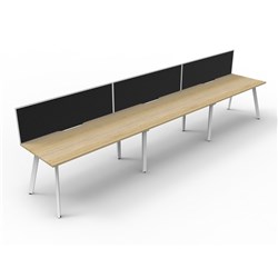 Eternity Workstation 3 Person With Screen 1200Wx750D Oak Top White Single Frame