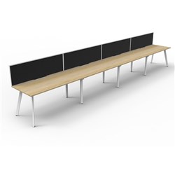 Eternity Workstation 4 Person With Screen 1200Wx750D Oak Top White Single Frame