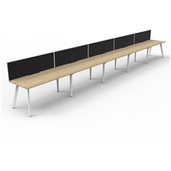 Eternity Workstation 5 Person With Screen 1800Wx750D Oak Top White Single Frame