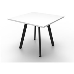 Eternity Square Meeting Table 900Wx900D Top White Top Black Base