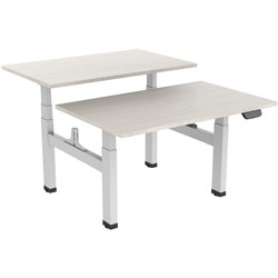 Ergovida Sit-Stand Desk Back to Back Electric White Frame 1800x750mm Lightwood Top