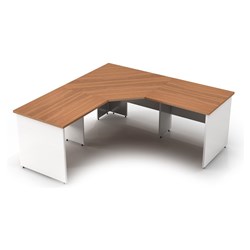 OM Premier 3 Piece Corner Workstation 1800Hx700Wx720Dmm Virginia Walnut and White