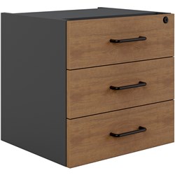 OM Premier 3 Drawer Fixed Pedestal W464 x D400 x H450mm Regal Walnut and Charcoal