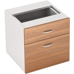 OM Premier 2 Drawer Fixed Pedestal W464 x D400 x H450mm Virginia Walnut and White