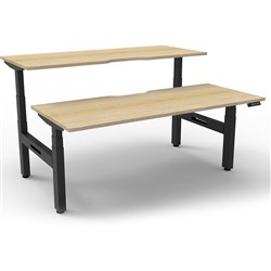 Rapidline B+2P1275 NO/BL Boost+Back To Back Workstation Natural Oak Top Black Base
