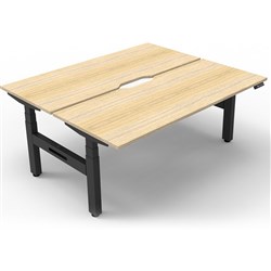 Rapidline B+2P1575 NO/BL Boost+Back To Back Workstation Natural Oak Top Black Base