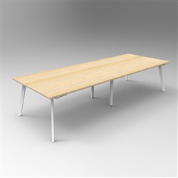 Rapidline Eternity Meeting Table 730Hx3200Wx1200mmD Natural Oak Top White  Base