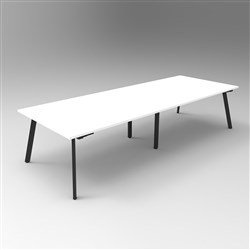 Rapidline Eternity Meeting Table 730Hx3200Wx1200mmD Natural White Top Black Base