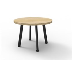 Rapid Eternity Round Coffee Table 450Hx600mmD Natural Oak Top Black Base