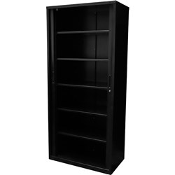 Rapid Go Tambour Door Storage Cupboard No Shelves Included 1981Hx1200Wx473mmD Black